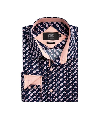 Elie Balleh Big Boys Navy Paisley Button-Down Slim Fit Shirt for