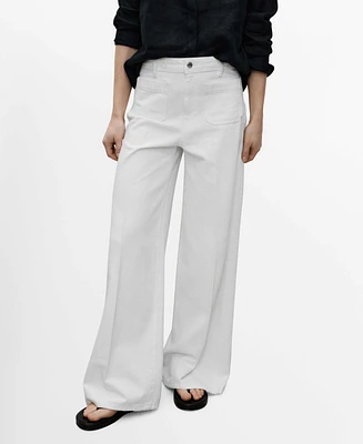 Mango Women's Pocketed Wide Leg Jeans