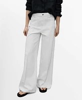Mango Women's Pocketed Wide Leg Jeans