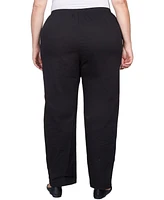 Alfred Dunner Plus Mid-Rise Straight Leg Short Length Casual Pants