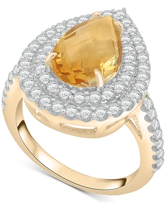 Citrine (2-3/4 ct. t.w.) & Diamond (1 ct. t.w.) Pear Halo Ring in 14k Gold