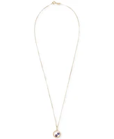 Tanzanite (1/5 ct. t.w.) & Rose de France Amethyst (1/6 ct. t.w.) Double Stone Circle 18" Pendant in 14k Gold-Plated Sterling Silver
