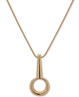 Anne Klein Gold-Tone Oval Linear Pendant Necklace, 32" + 3" extender
