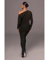 Jluxlabel Women's Night Shimmers Asymmetrical Maxi Dress