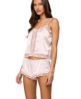 Edikted Women's Clair Lacey Satin Effect Tank Top