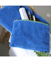 Corda Cobalt Corduroy Velvet Pouch - Medium