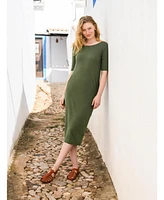 Celtic & Co. Women's Linen Blend Button Back Midi Dress