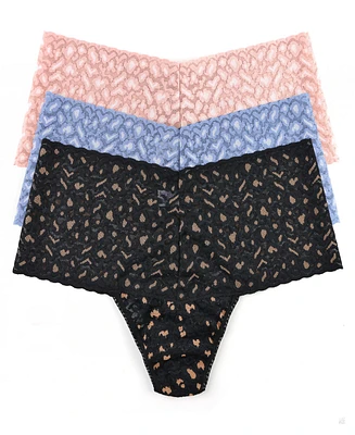 Hanky Panky Women's Crossdyed Leopard Retro Thong Panty 3 pack