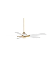 52" Vegas Nights Modern Indoor Ceiling Fan 5 Blade Led Light Remote Control Soft Brass Finish White Wood Blades Bedroom Living Room Kitchen Garag