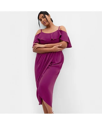 City Chic Plus Flirtation Drape Midi Dress