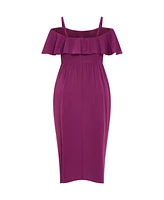 City Chic Plus Flirtation Drape Midi Dress