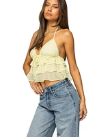 Edikted Women's Zephi Split Front Ruffled Top