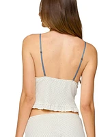 Edikted Women's Avalon Dotted Pointelle Ruffle Tank Top