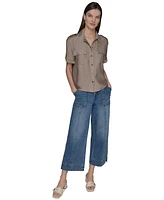 Karl Lagerfeld Paris Women's Studded Short-Sleeve Shirt