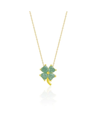 Spero London Four Leaf Clover Sterling Silver Necklace - Green