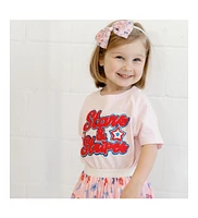 Sweet Wink Baby Girls Stars and Stripes Patch Short Sleeve T-Shirt