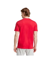 Adidas Men's Red Ajax Three-Stripe Wordmark T-Shirt