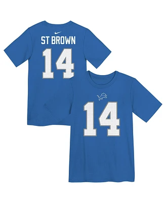Nike Preschool Amon-Ra St. Brown Blue Detroit Lions Player Name Number T-Shirt