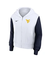 Nike Women's White West Virginia Mountaineers Cropped Beyond Capability Color-Block Script Full-Zip Hoodie