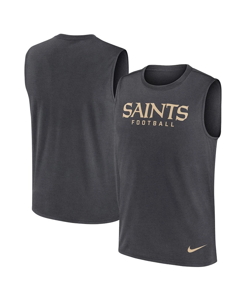 Nike Men's Charcoal New Orleans Saints Primetime Legend Performance Muscle Tank Top