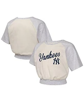 Outerstuff Girls Cream New York Yankees Curve Ball Fashion Raglan T-Shirt