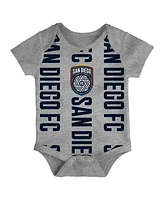 Outerstuff Newborn 3-Pack Navy/Heather Gray San Diego Fc Loyal Buddies Bodysuit Set