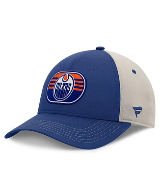 Fanatics Men's Royal/Gray Edmonton Oilers 2025 Stanley Cup Playoffs Locker Room Trucker Adjustable Hat