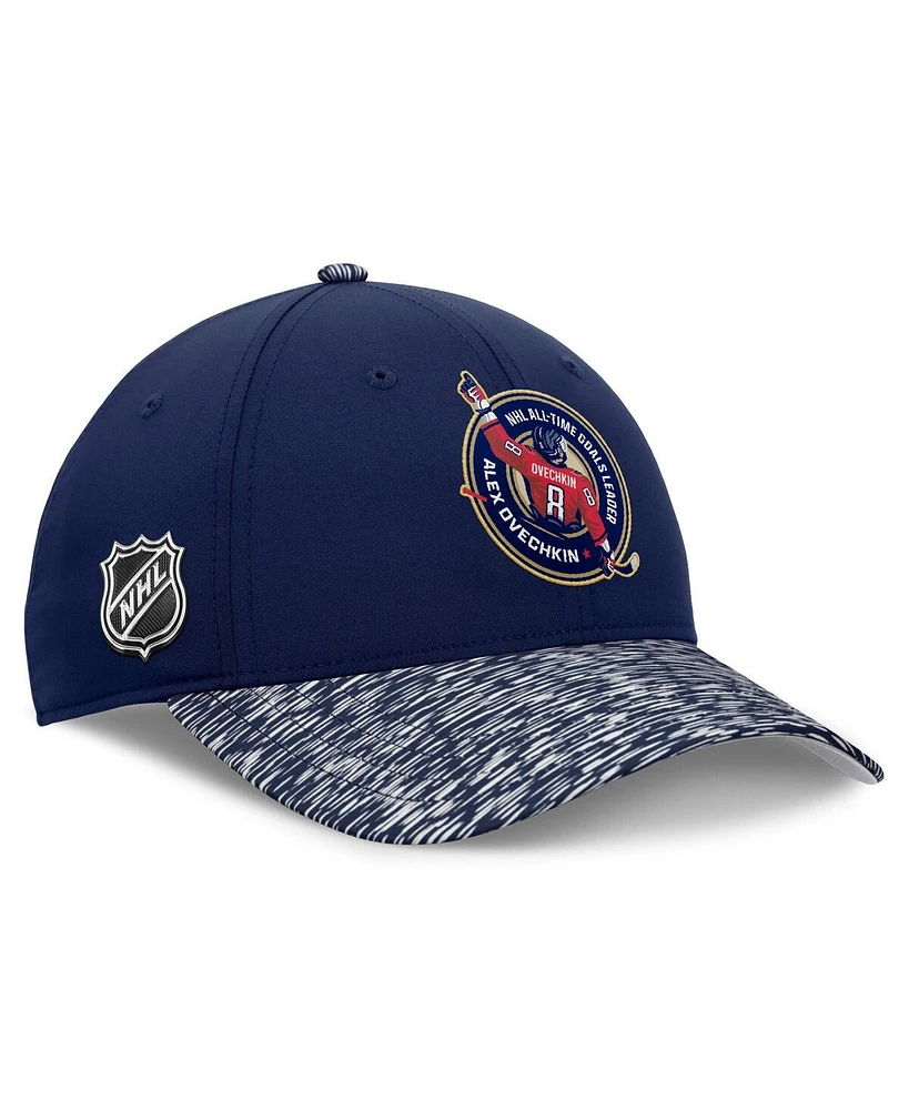 Fanatics Men's Alexander Ovechkin Navy/Heather Navy Washington Capitals Nhl All-Time Leading Goal Scorer Locker Room Adjustable Hat