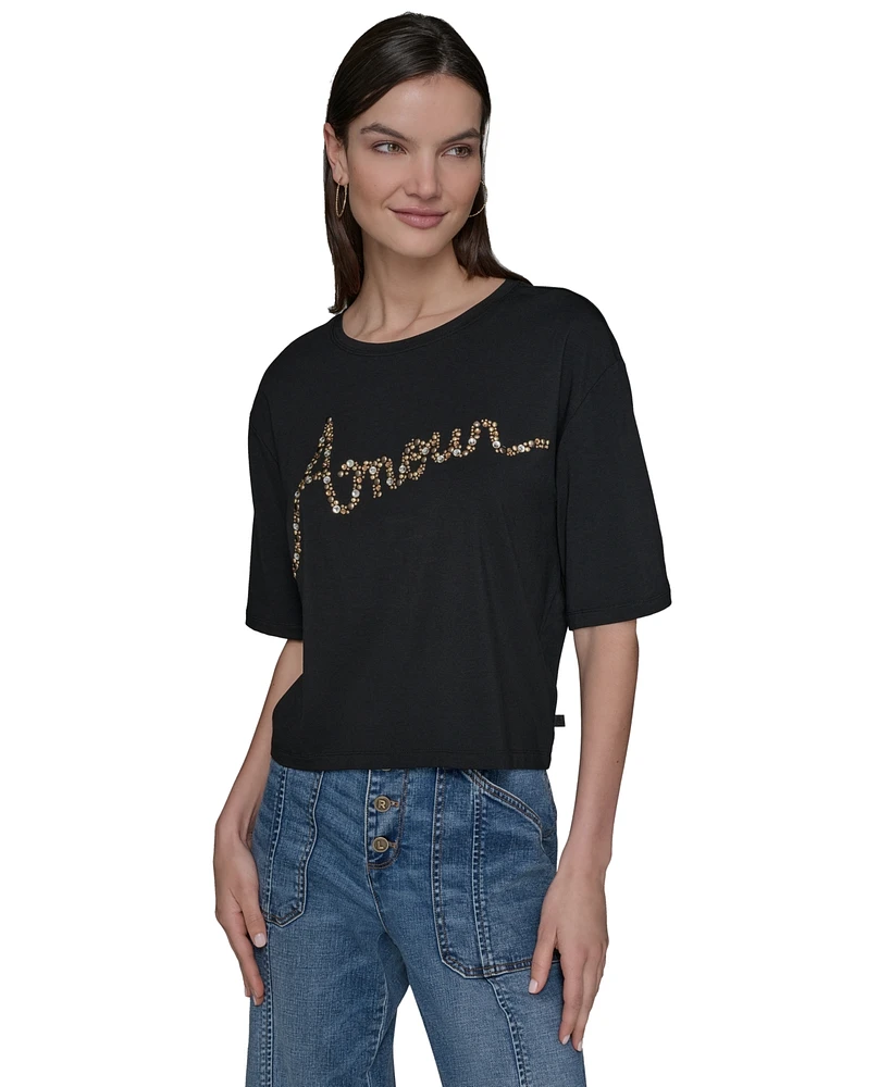 Karl Lagerfeld Paris Women's Embellished Amour T-Shirt