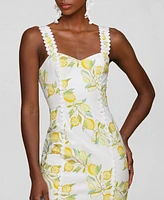 Avec Les Filles Women's Lemon-Print Bodycon Midi Dress