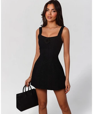 Heiress Beverly Hills Women's Boucle Flower A-Line Mini Dress