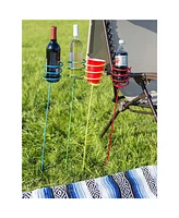 Outdoor Drink Holder Stakes, Heavy Duty, Set of 4, Multi Colored