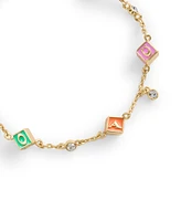 Coach Faux Stone Signature Logo Enamel Cube Strand Bracelet