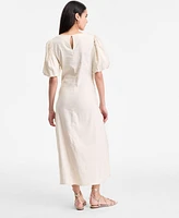 I.n.c. International Concepts Women's Linen-Blend Puff-Sleeve Dress, Exclusively at Macy's