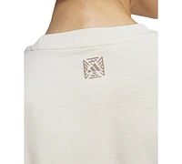 adidas Women's Cotton Animal-Print Logo Crewneck T-Shirt