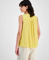 T Tahari Women's V-Neck Sleeveless Lace-Shoulder Top