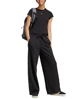 adidas Women's Leopard-Print Stripes Relaxed Wide-Leg Pants