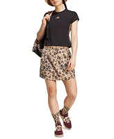 adidas Women's Leopard-Print Trim Slim-Fit T-Shirt