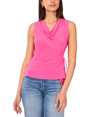 Sam & Jess Petite Cowlneck Tie-Side Sleeveless Top