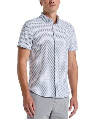 Perry Ellis Men's Slim Fit Short Sleeve Geo Print Button-Down Shirt