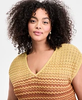 I.n.c. International Concepts Plus Ombre V-Neck Sweater, Exclusively at Macy's