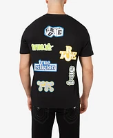 True Religion Men's Short Sleeve Mix Media Sticker T-Shirt