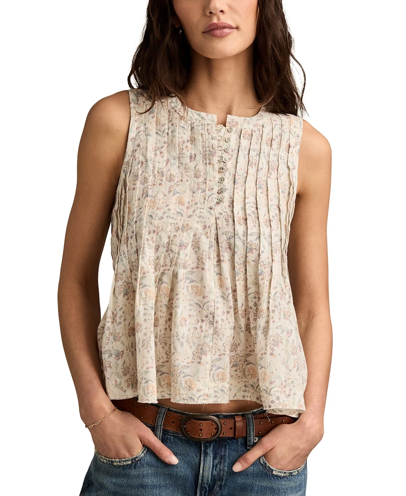 Lucky Brand Pintuck Henley Tank
