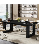 Tribesigns Conference Table, 5 ft Meeting Room Table with Solid Wooden Base, Large