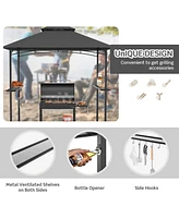 8 x 5 Feet Outdoor Double-Tiered Barbecue Grill Gazebo Canopy Tent Bbq Shelter