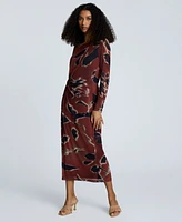 Kenneth Cole Women's Knot-Front Long-Sleeve Maxi Dress