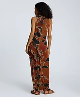 Kenneth Cole Women's Printed Ruffled High-Low Maxi Dress
