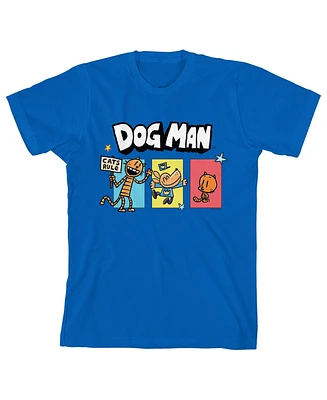 Dog Man Boys Petey the Cat & Lil' Youth Royal Blue Short Sleeve Tee-xl