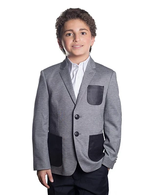 Elie Balleh Boys Grey Slim Fit Knit Jersey Blazer