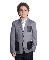 Elie Balleh Boys Grey Slim Fit Knit Jersey Blazer